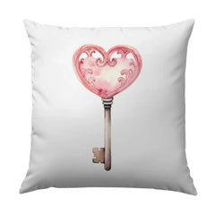 Heart Key Pillow, Valentine Decor, Pink Watercolor Key Art, Love Key Throw Pillow, Romantic Gift, Cute Home Accent, Unique Pillow - Tawshia