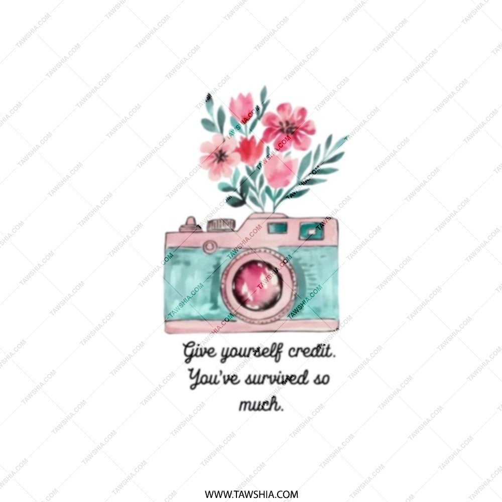 Camera Pocket Mirror, Floral Pocket Mirror, Inspirational Quote, Gift For Her, Encouragement Gift, You've Survived So Much - Tawshia
