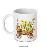 Daffodil Flower Mug, Floral Cart Design, Spring Garden Mug, Unique Flower Gift, Cute Mug, Easter Mug, Gardening Gift Mug, Yellow Flower Mug - Tawshia