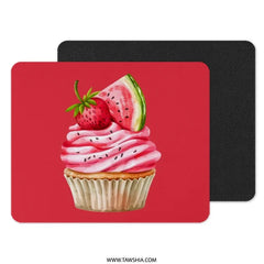 Cupcake Mouse Pad, Strawberry and Watermelon Art, Cute Desk Accessory, Food Lover Gift, Unique Office Decor, Fun Computer Accessory - Tawshia