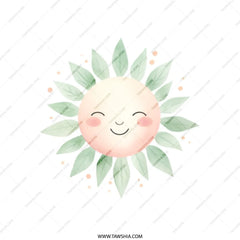 Smiling Sun Tote Bag, Cute Leaf Design, Unique Shopping Bag, Everyday Carry All, Graphic Print Tote, Gift Idea, Artsy Sun Face Bag - Tawshia