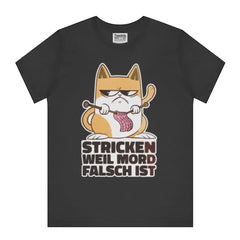 Funny Knitting Cat with Text Print Unisex T-shirt product