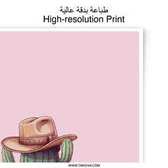 Cactus Cowboy Photographic Prints, Desert Art Decor, Western Wall Art, Cute Pink Floral Prints, Unique Home Decor, Trendy Prints - Tawshia