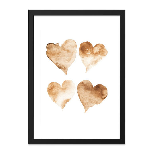 Watercolor Heart Wall Art, Brown Heart Print, Minimalist Home Decor, Love Hearts Artwork, Unique Gift Idea, Anniversary Gift - Tawshia