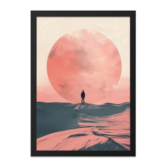 Man and Planet Wall Art, Surreal Landscape Print, Minimalist Sci Fi Decor, Dreamy Atmosphere Poster, Atmospheric Home Decor - Tawshia