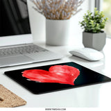 Red Watercolor Heart Mouse Pad, Valentine's Day Gift, Abstract Heart Art, Love Mousepad, Heart Shaped Gift, Unique Mouse Pad Design - Tawshia