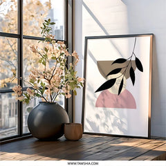 Minimalist Leaf Wall Art, Abstract Shapes Print, Modern Home Decor, Botanical Art Print, Living Room Wall Decor - Tawshia