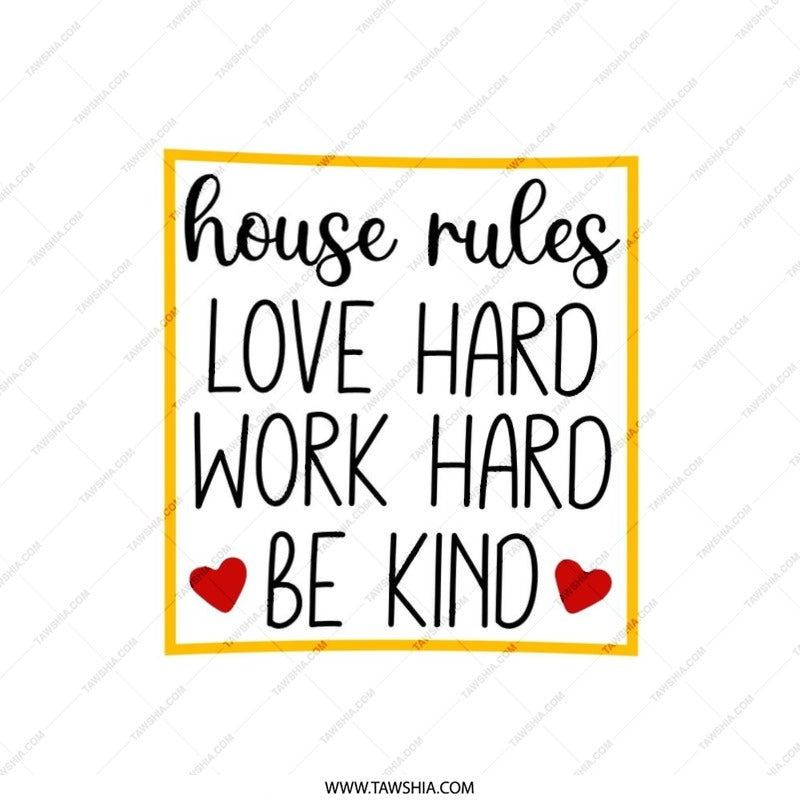 House Rules Pillow, Love Hard Pillow, Work Hard Pillow, Be Kind Pillow, Inspirational Pillow, Home Decor Pillow, Square Throw Pillow - Tawshia