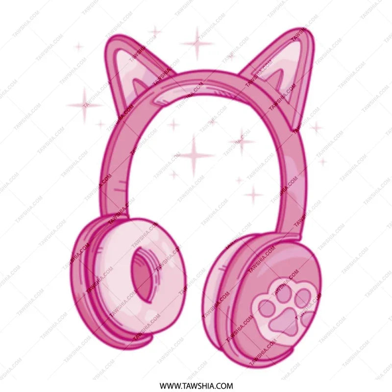 Sparkly Pink Cat Ear Headphones Cute Gadget product