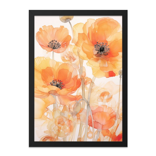 Orange Poppy Wall Art, Floral Art Print, Botanical Wall Decor, Flower Painting, Modern Home Decor, Poppy Art Print, Botanical Art - Tawshia