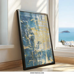 Abstract Wall Art, Gold Teal Painting, Modern Art Print, Contemporary Home Decor, Textured Artwork, Unique Wall Decor, Stylish Art - Tawshia