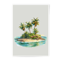 Tropical Island Photographic Print, Palm Tree Art, Beach Scene Print, Vacation Decor, Coastal Wall Art, Island Life Photo Print - Tawshia