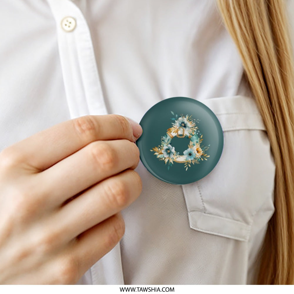 Floral Wreath Pinback Button, Nautical Theme Button, Boho Chic Button, Decorative Pin, Cute Button, Trendy Gift Button, Button for Backpack - Tawshia