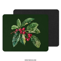 Coffee Branch Mouse Pad, Botanical Art, Red Berries, Desk Decor, Office Accessories, Nature Lover Gift, Plant Lover Gift, Unique Mousepad - Tawshia