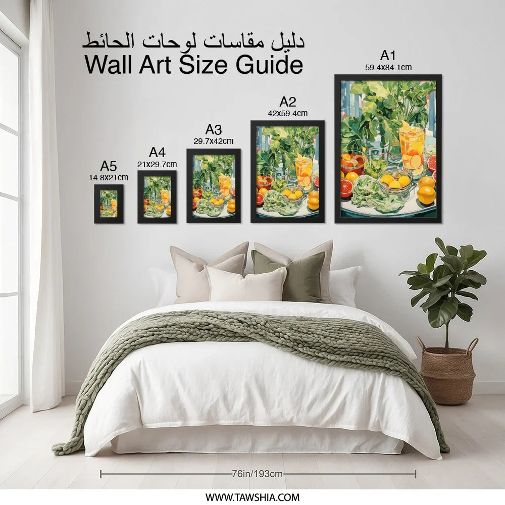 Citrus Still Life Wall Art, Fruit Beverage Print, Modern Kitchen Decor, Refreshing Drink Artwork, Summer Vibes Painting (136) - Tawshia
