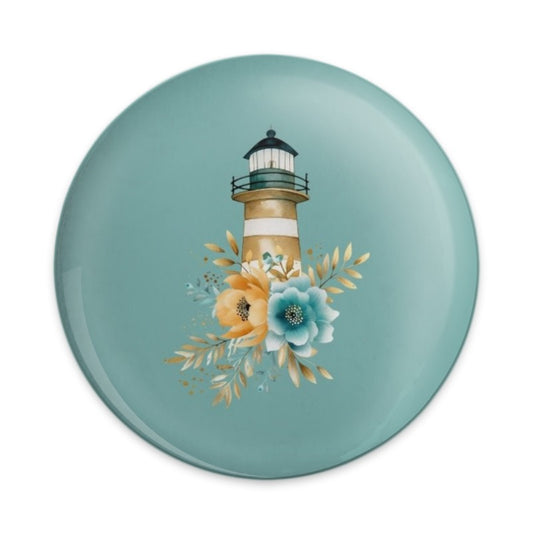 Coastal Lighthouse Pinback Button, Floral Nautical Button Badge, Beachy Theme Button, Maritime Flair Pin Badge, Nautical Lover Gift - Tawshia