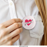 I Love You Pinback Button, Heart Badge, Cute Love, Valentine Gift, Anniversary Present, Relationship Pin, Gift for Partner, Statement Button - Tawshia