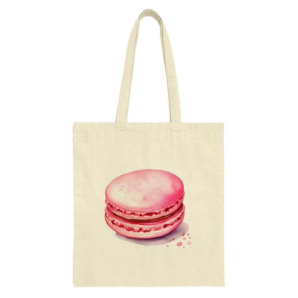 Pink Macaron Tote Bag, Watercolor Dessert Bag, Foodie Gift, Cute Aesthetic Bag, Stylish Grocery Bag, French Pastry Shopper Bag - Tawshia