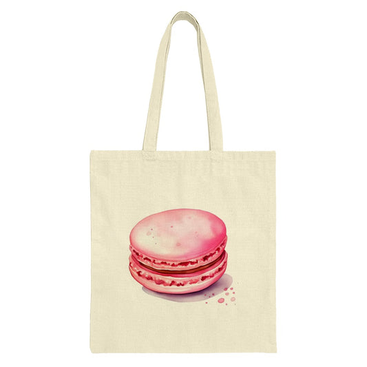 Pink Macaron Tote Bag, Watercolor Dessert Bag, Foodie Gift, Cute Aesthetic Bag, Stylish Grocery Bag, French Pastry Shopper Bag - Tawshia