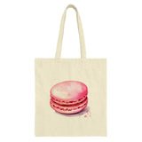Pink Macaron Tote Bag, Watercolor Dessert Bag, Foodie Gift, Cute Aesthetic Bag, Stylish Grocery Bag, French Pastry Shopper Bag - Tawshia