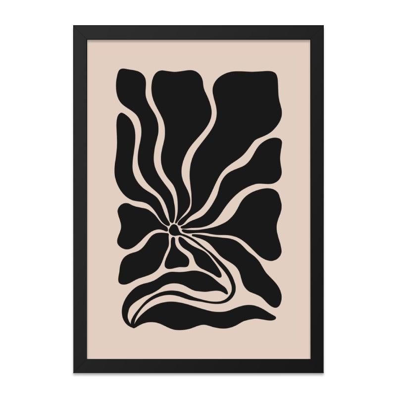 Modern Abstract Flower Wall Art, Black Beige Floral Print, Minimalist Home Decor, Contemporary Art Poster, Botanical Wall Decor - Tawshia