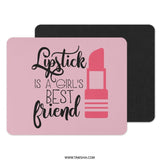 Lipstick Mouse Pad, Girl's Best Friend, Cute Pink Desk Decor, Makeup Lover Gift, Girly Office Accessories - Tawshia