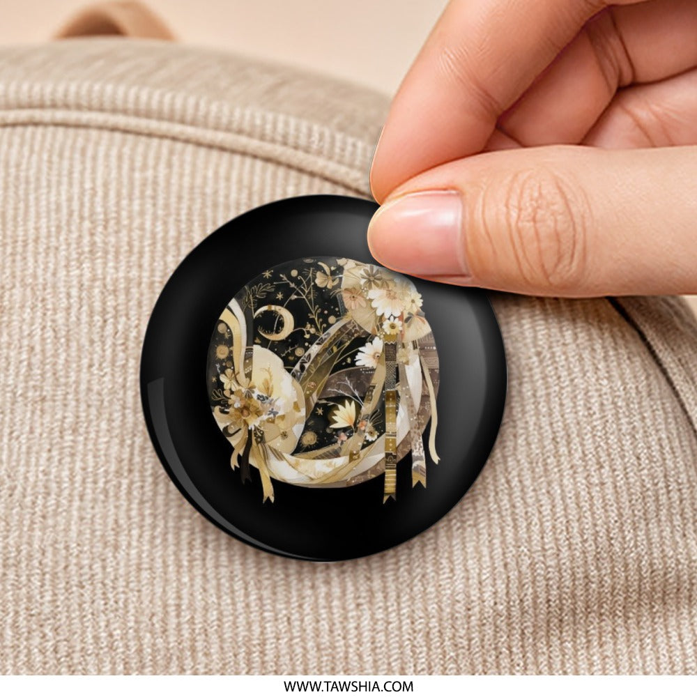 Floral Elephant Pinback Button, Celestial Art Button, Animal Lover Gift, Decorative Button, Unique Accessories, Trendy Pin - Tawshia