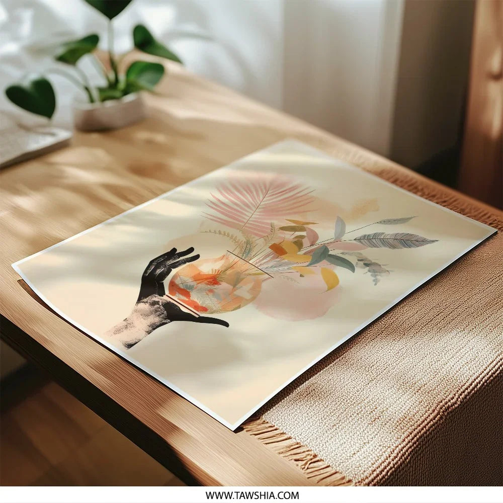 Botanical Photographic Prints, Hand Holding Vase Art, Floral Art, Houseplants Print, Modern Wall Decor, Trendy Art Prints - Tawshia