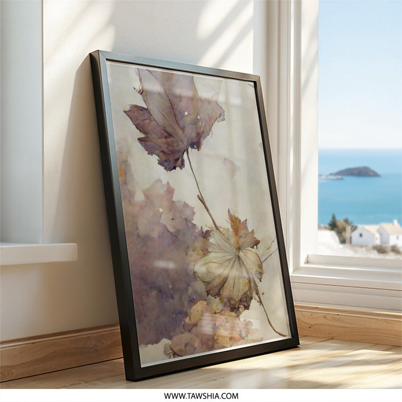 Autumn Leaves Wall Art, Botanical Art Print, Watercolor Leaf Painting, Fall Decor, Nature Inspired Art, Framed Art Print - Tawshia