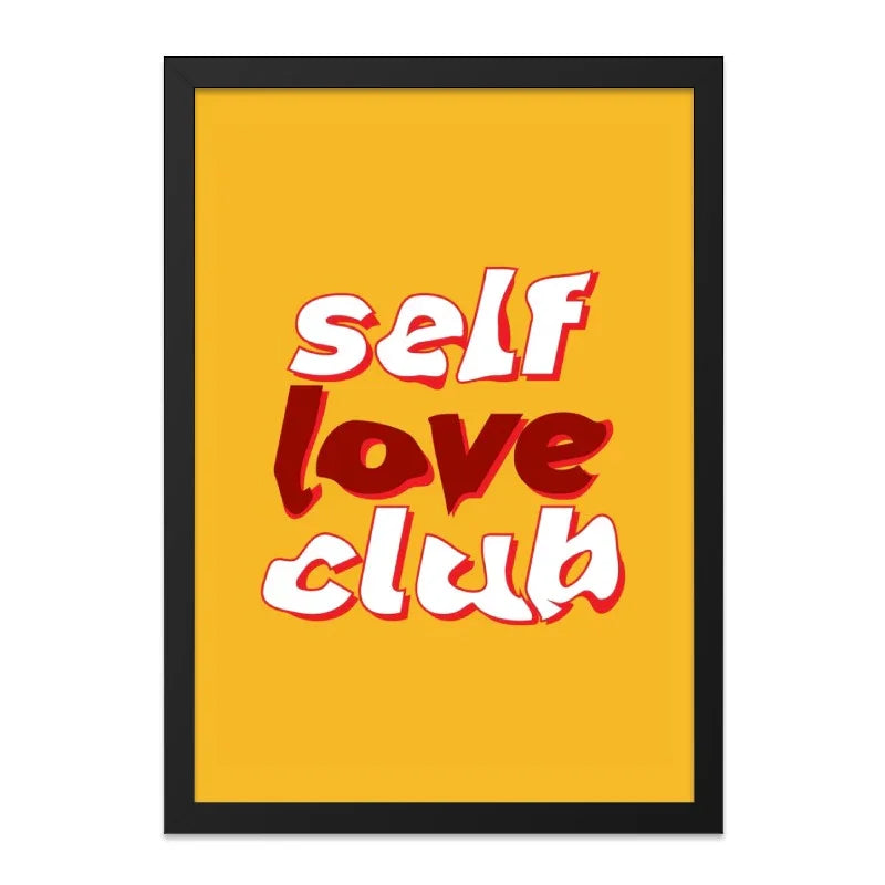 Self Love Club Wall Art, Retro Wall Decor, Positive Affirmations Print, Empowering Wall Art, Trendy Room Decor, Yellow Wall Art - Tawshia