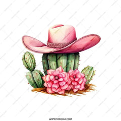 Pink Cowboy Hat Pillow, Cactus Decor, Western Pillow, Desert Pillow, Southwest Decor, Floral Pillow, Cowgirl Decor, Throw Pillow, Gift Idea - Tawshia