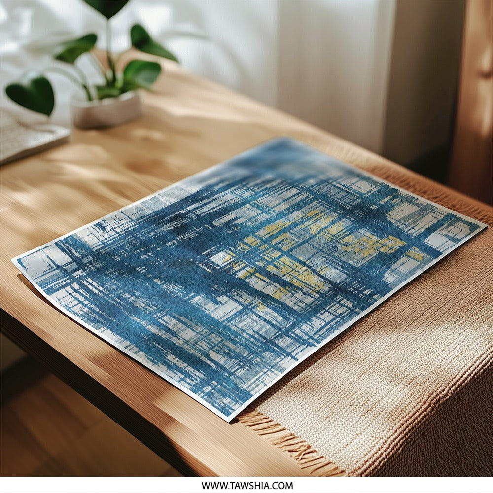Abstract Photographic Print, Blue Gold Art Print, Modern Wall Decor, Home Decor, Fine Art Print, Contemporary Art, Living Room Art - Tawshia