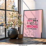 Breast Cancer Awareness Framed Wall Art, Pick A Fight Gift, Pink Ribbon Decor, Inspirational Art, Survivor Gift, Strong Woman Art - Tawshia
