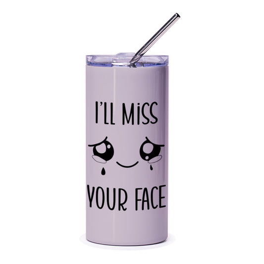 I'll Miss Your Face Tumbler, Cute Kawaii Goodbye Gift, Farewell Present, Office Gift, Funny Travel Tumbler, Sad Anime Mug, Gift for Coworker - Tawshia