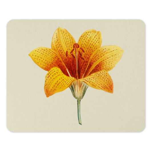 Tiger Lily Mouse Pad, Floral Computer Accessory, Botanical Art, Yellow Flower, Aesthetic Desk Decor, Vintage Style Gift, Office Decor - Tawshia