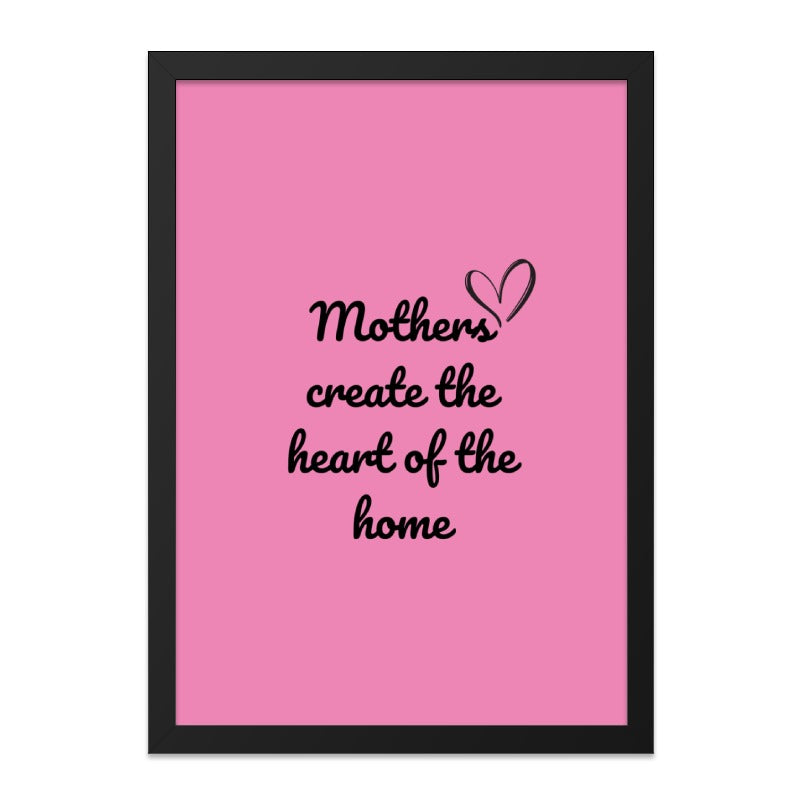 Mothers Heart of Home Wall Art, Pink Decor, Mother's Day Gift, Family Love, Inspirational Quote, Home Decor, Gift for Mom - Tawshia