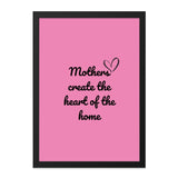 Mothers Heart of Home Wall Art, Pink Decor, Mother's Day Gift, Family Love, Inspirational Quote, Home Decor, Gift for Mom - Tawshia