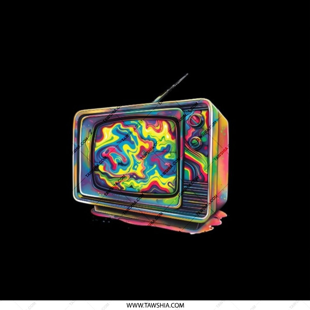 Retro TV Pocket Mirror, Psychedelic Art Makeup Mirror, Groovy Television Compact Mirror, Cool Gift for Her, Aesthetic Pocket Mirror - Tawshia