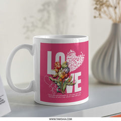Love Heart Tulips Design White Ceramic Mug product
