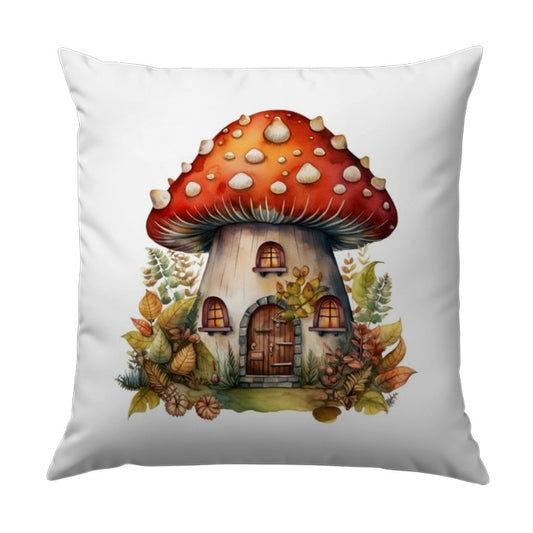 Mushroom House Pillow, Cottagecore Decor, Fairy Garden Pillow, Enchanted Forest Cushion, Whimsical Pillow, Unique Home Decor - Tawshia