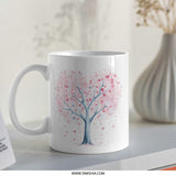 Heart Tree Mug, Love Tree Gift, Valentines Gift, Romantic Mug, Heart Mug, Anniversary Mug, Unique Coffee Mug, Watercolor Mug - Tawshia