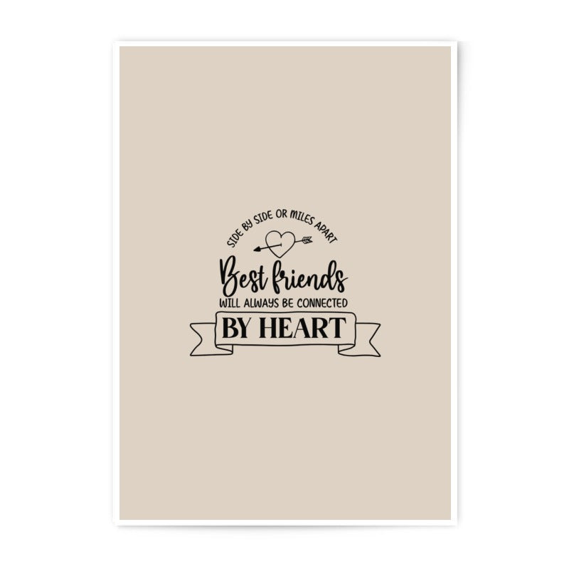 Best Friends Photographic Prints, Friendship Wall Art, Heart Art Print, Connected By Heart Photo Print, Home Decor, Gift for Friend - Tawshia
