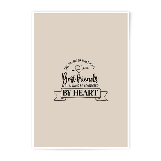 Best Friends Photographic Prints, Friendship Wall Art, Heart Art Print, Connected By Heart Photo Print, Home Decor, Gift for Friend - Tawshia