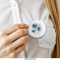 Blue Poppy Pinback Button, Floral Button Badge, Flower Art Pin, Botanical Pin, Cute Button Pin, Trendy Pin Button, Gift for Her, Aesthetic - Tawshia