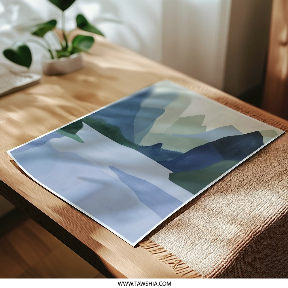 Mountain Landscape Photographic Print, Minimalist Art, Lake Scene, Nature Photography, Wall Decor, Home Decor - Tawshia