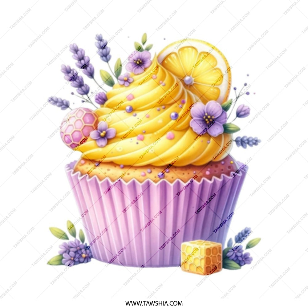 Lemon Cupcake Tote Bag, Floral Design, Pastry Art Tote, Stylish Shopping Bag, Everyday Carry Tote, Gift Idea for Bakers - Tawshia