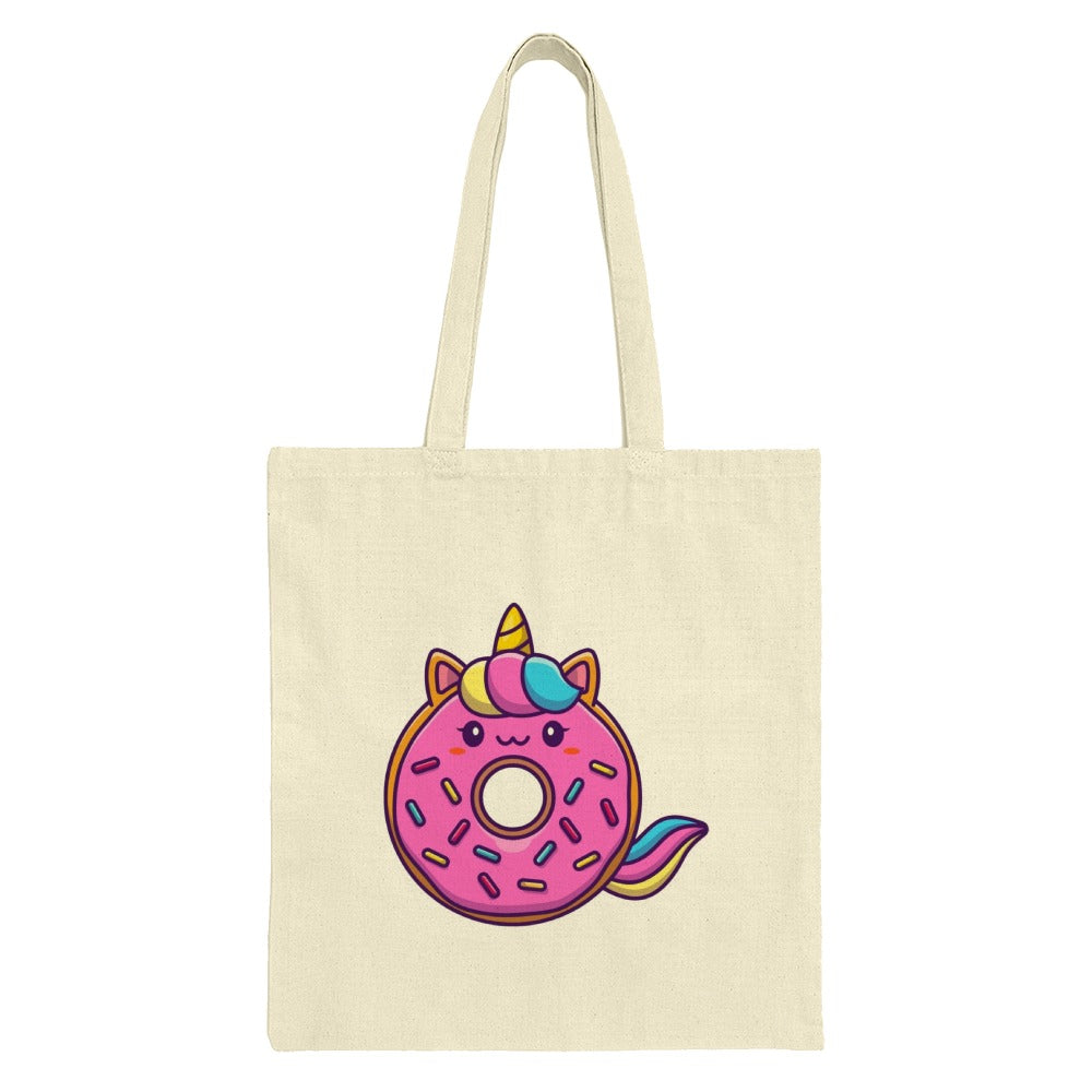 Unicorn Donut Tote Bag, Cute Food Bag, Kawaii Tote, Fun Gift Bag, Whimsical Design, Unique Totes - Tawshia