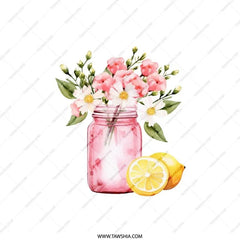 Floral Pillow, Lemon Decor Pillow, Summer Pillow, Spring Pillow, Botanical Pillow, Mason Jar Pillow, Accent Pillow - Tawshia