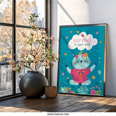 Yoga Sloth Wall Art, Keep Peace Soul, Meditation Sloth, Boho Kids Room Decor, Cute Animal Print, Sloth Lover Gift, Inspirational Art - Tawshia