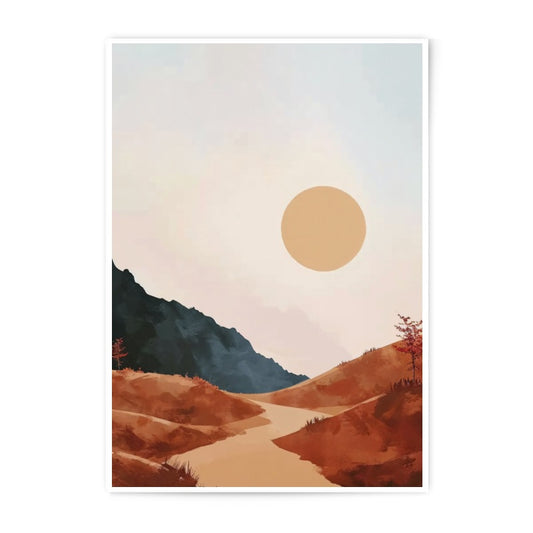 Minimalist Landscape Photographic Print, Mountain Art Print, Boho Wall Art, Sunset Photography, Nature Scenery Wall Decor, Home Decor - Tawshia
